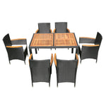 Walker Edison | 7 piece Outdoor Patio Wicker Dining Set Patio Thumbnail