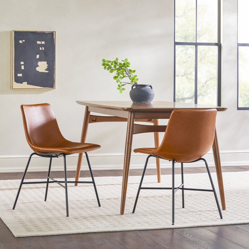 Upholstered Dining Chair with Metal X Base2pk Living Room Walker Edison Whiskey Brown 