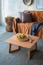 Walker Edison | Rattan Teak Coffee Table Thumbnail