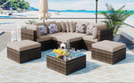 Walker Edison | Wicker 8-piece Outdoor Lounger Sofa Set Thumbnail