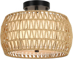 Walker Edison | Boho Rattan Flush Mount Ceiling Light Thumbnail