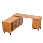 Walker Edison | Modern L-shaped 66" Desk with Storage Thumbnail