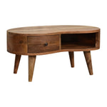 Walker Edison | Cloud Shape Mini Oak Coffee Table Thumbnail