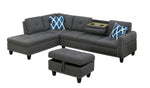 Walker Edison | Classic Modern 98" Left Hand Facing Sofa & Chaise with Ottoman Thumbnail