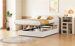 Walker Edison | Teddy Full Size Upholstered Platform Bed with Hydraulic Storage Thumbnail