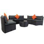 Walker Edison | Wicker Outdoor Sectional 6 Piece Patio Set with Storage and Pillows Thumbnail