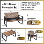 Walker Edison | Outdoor Wicker 4-Piece Patio Furniture Set Thumbnail