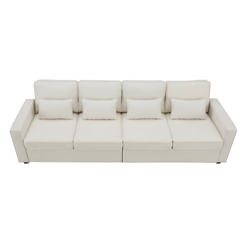 Walker Edison | Linen Fabric 104" 4-Seater Sofa with Storage