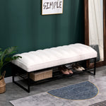 Walker Edison | Shoe Rack Bench with White Sherpa Cushion Thumbnail