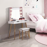 Walker Edison | Vanity Makeup Table Desk with LED Light Mirror Thumbnail