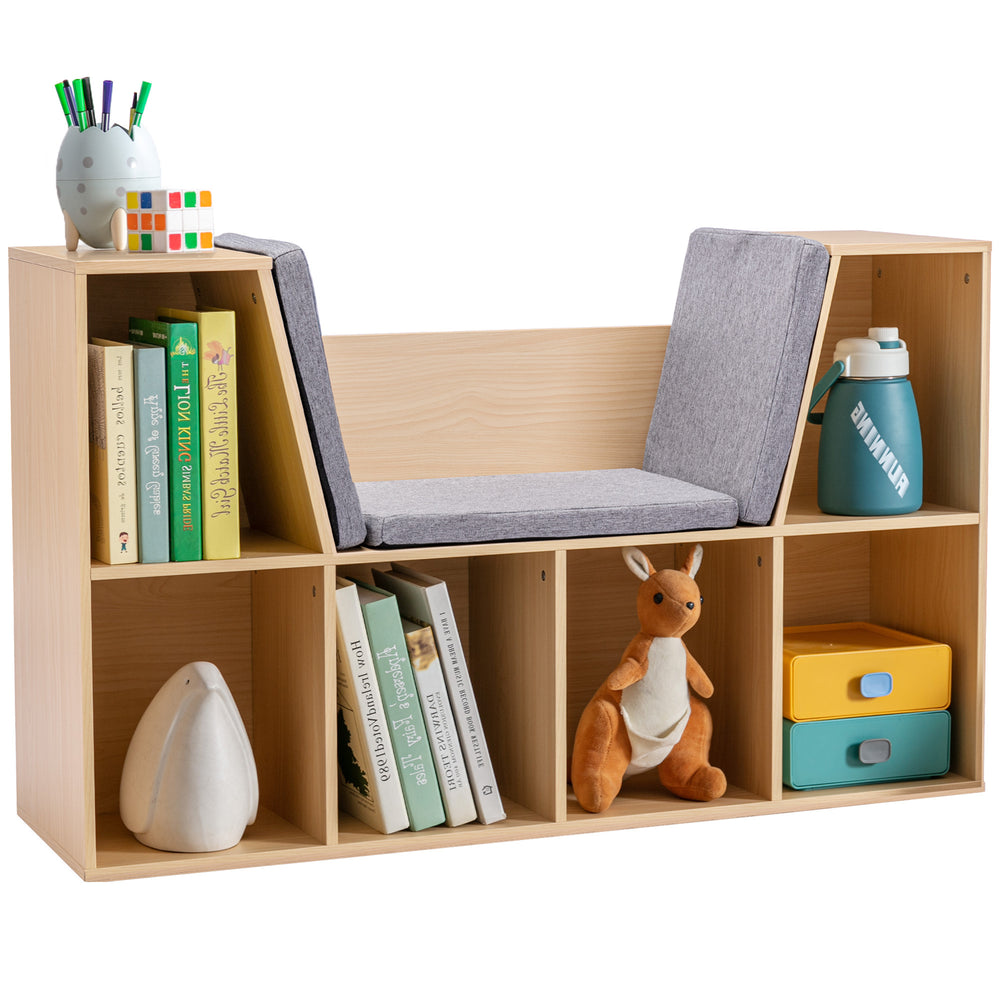 Walker Edison Modern Cubby Natural Wood Reading Nook Bench