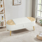 Walker Edison | Teddy Oval Ottoman Storage Bench Thumbnail