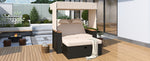 Walker Edison | Outdoor Patio 2-Piece Rattan Chairs and Bench Roof Set Thumbnail