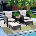 Walker Edison | All Weather Rattan 5 Piece Outdoor Patio Furniture Set Thumbnail