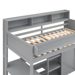 Walker Edison | Wood Twin Size Loft bed with Storage and Wardrobe Thumbnail