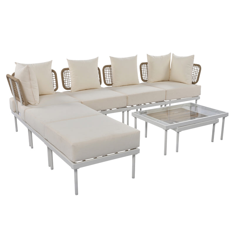 Walker Edison | Outdoor 8-Piece Sectional Sofa Set