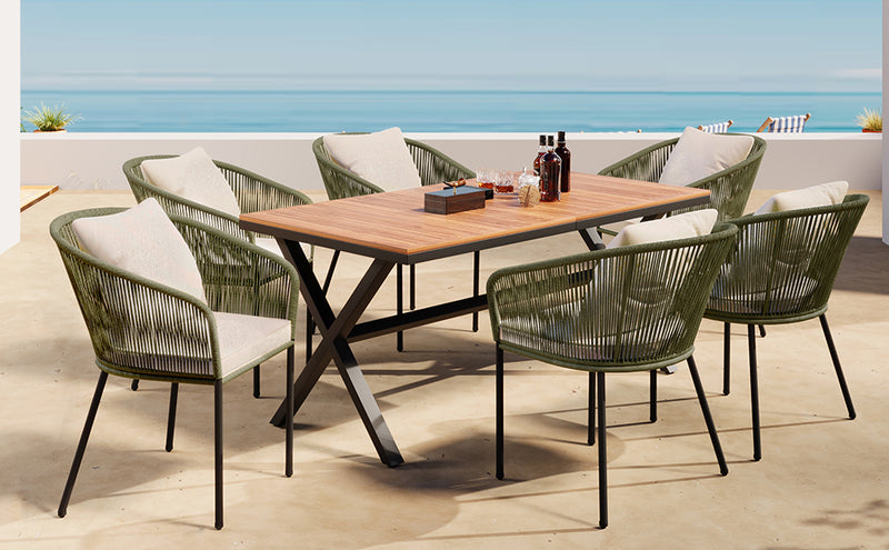 Walker Edison | All-Weather Outdoor 7 Pieces Patio Dining Set