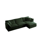 Walker Edison | Chenille Modular Cloud Couch with L-Shaped Sectional and Ottoman Thumbnail