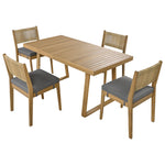 Walker Edison | Outdoor Acacia Wood Dining Table and Chair Set Thumbnail