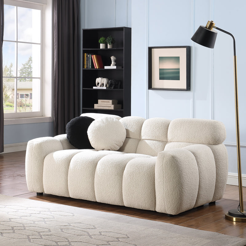 Walker Edison | Boucle Marshmallow Cloud Loveseat Sofa