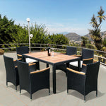 Walker Edison | 7 piece Outdoor Patio Wicker Dining Set Patio Thumbnail