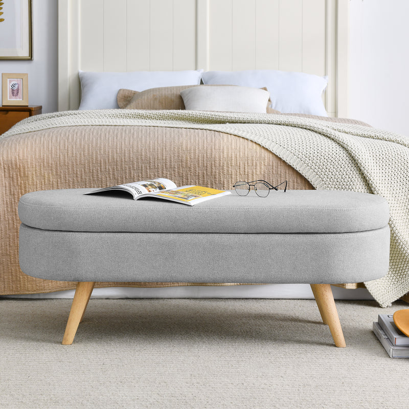 Walker Edison | Linen Oval Ottoman Storage Bench