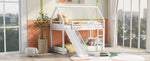 Walker Edison | Twin over Twin House Bunk Bed with Ladder and Slide Thumbnail