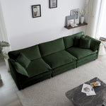 Walker Edison | Chenille Modular Cloud Couch with L-Shaped Sectional and Ottoman Thumbnail