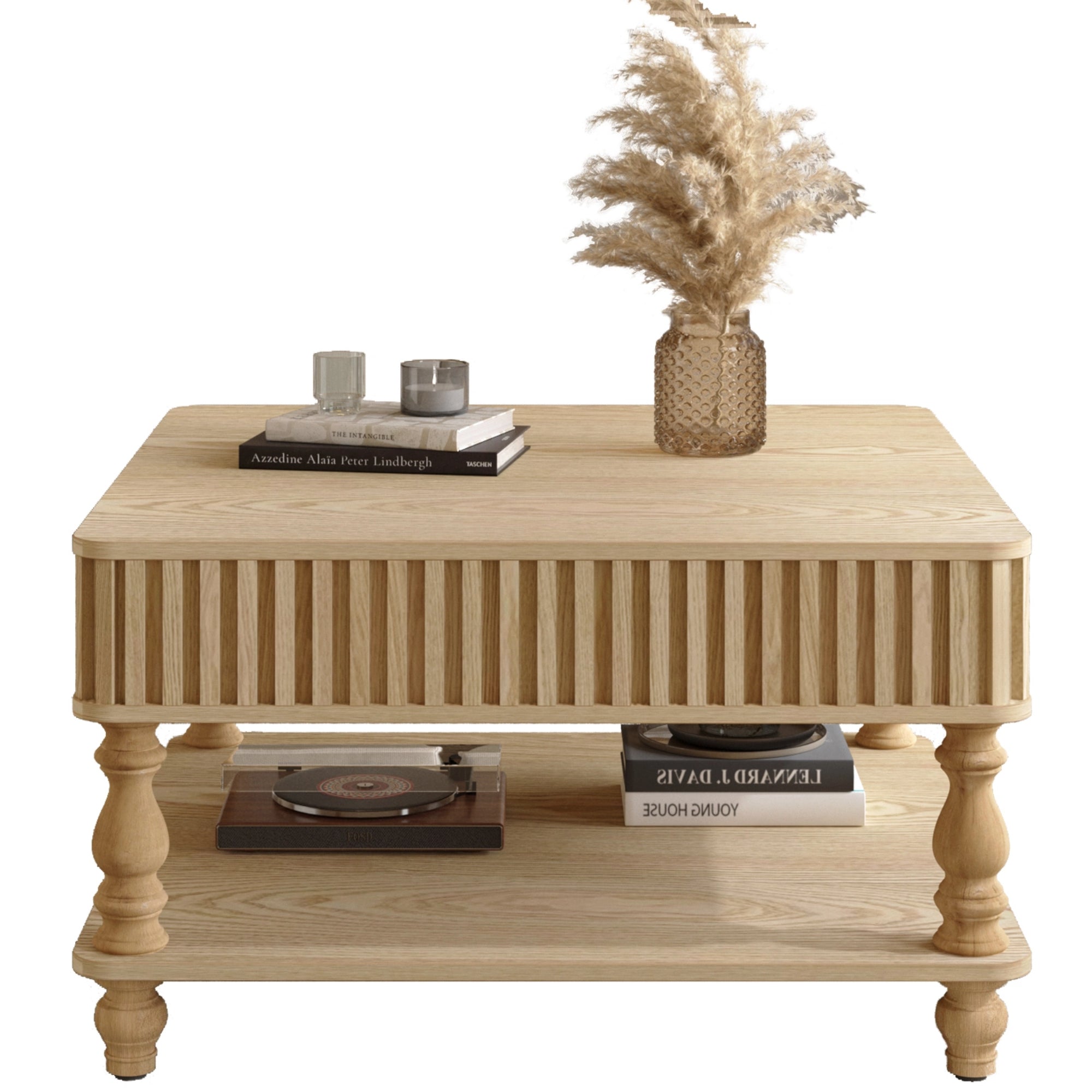Lift-Top Elevated Traditional Fluted Coffee Table | Walker Edison