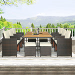 Walker Edison | Outdoor 11-Piece All-Weather Wicker Dining Table Set Thumbnail