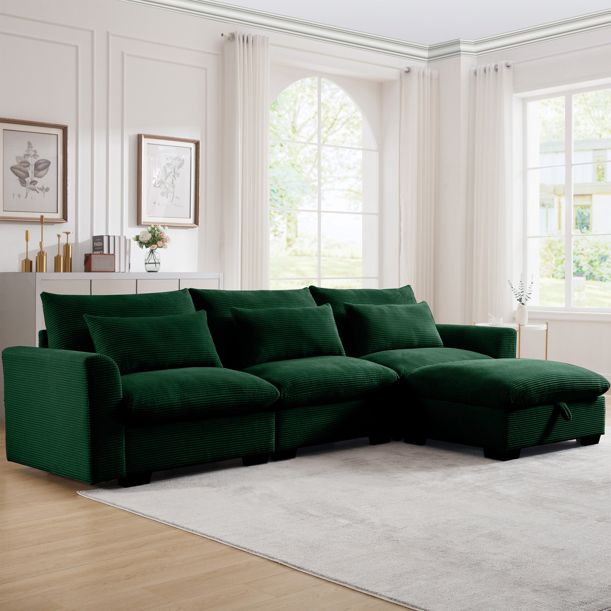 Walker Edison Corduroy Sectional Sofa - Thumbnail 3