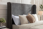 Walker Edison | Velvet Tall 54" Headboard Upholstered Queen Bed Thumbnail