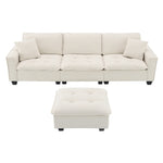 Walker Edison | Modern Cloud Sectional L Shape Couch w Ottoman Thumbnail