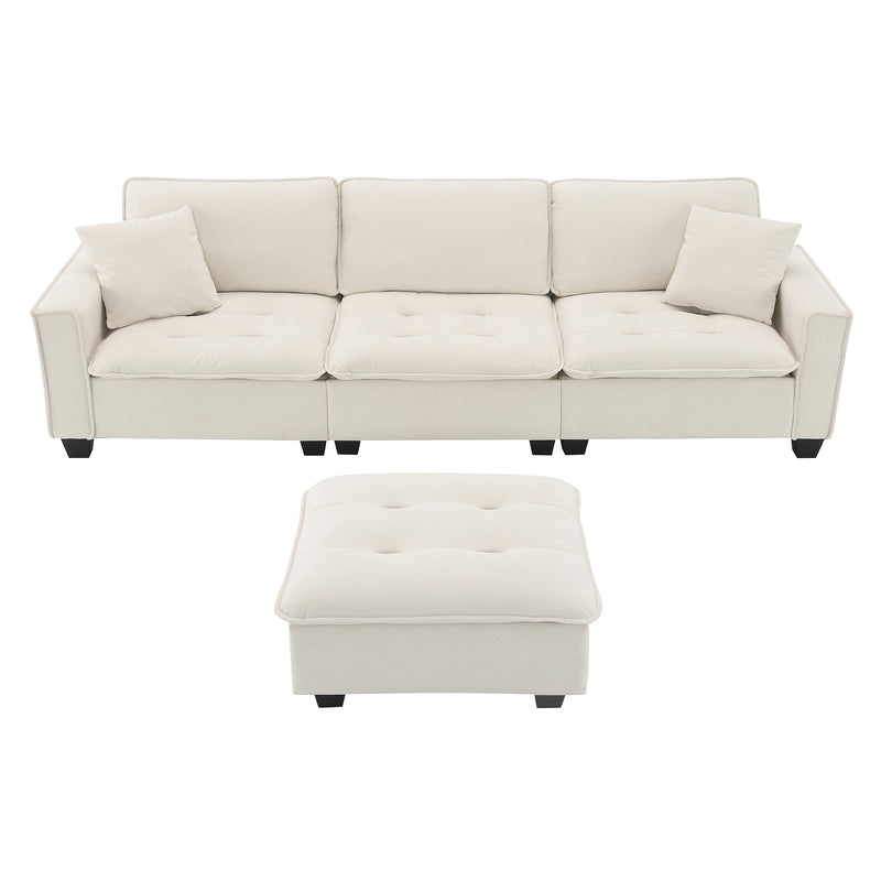 Walker Edison | Modern Cloud Sectional L Shape Couch w Ottoman