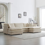 Walker Edison | Chenille Modular Cloud U-Shaped Sectional Sofa with Two Ottomans Thumbnail