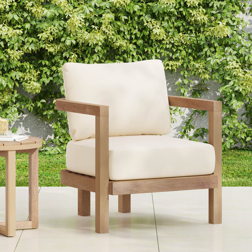 Walker Edison Modern Outdoor Acacia Wood Patio Club Chair