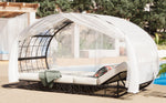 Walker Edison | Outdoor Patio Daybed with Curtain Thumbnail