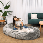 Paw - PupCloud™ Human-Size Faux Fur Memory Foam Dog Bed - Charcoal Grey Paw.com  Thumbnail