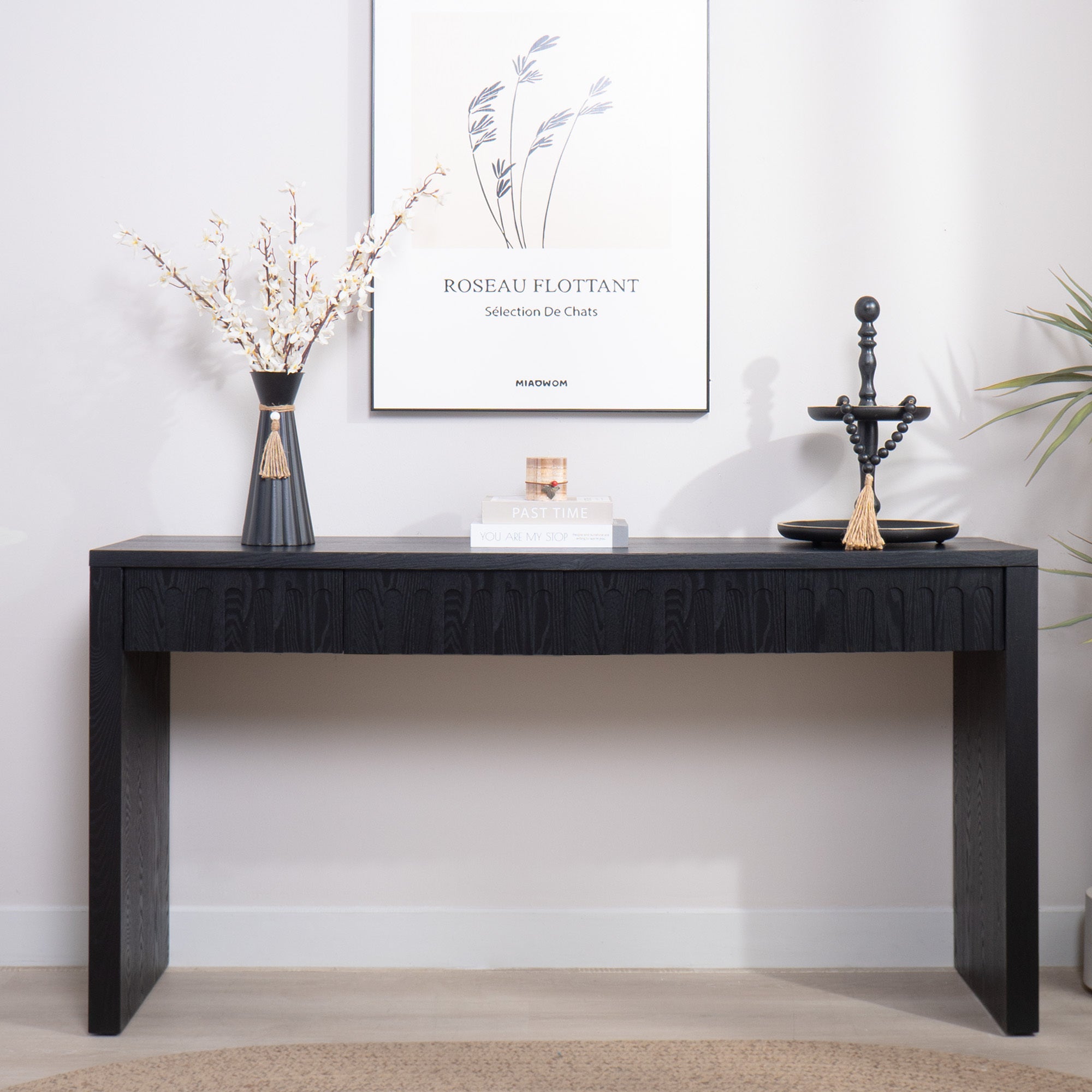 Walker Edison | 59in Modern Black Console Entry Table with Storage Walker Edison | 59in Modern Black Console Entry Table with Storage