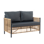 Walker Edison | Wicker Outdoor Loveseat Sofa Table Set Thumbnail