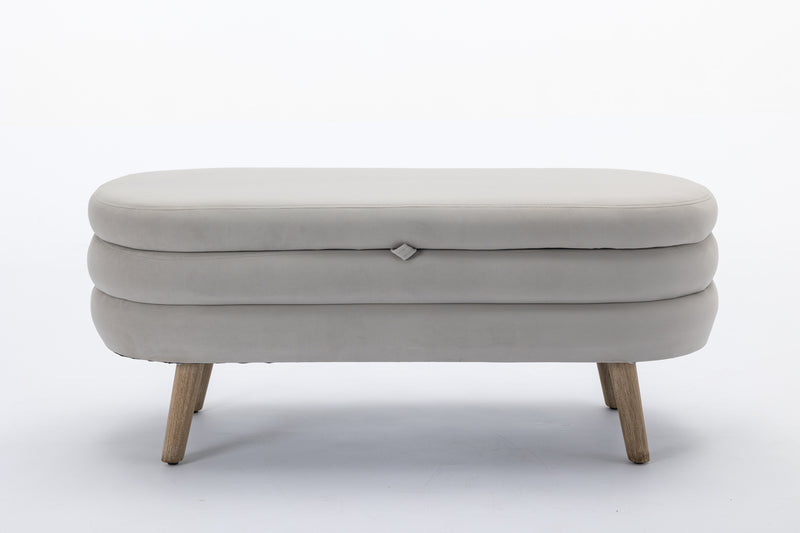 Walker Edison | Grey Velvet Storage Bench