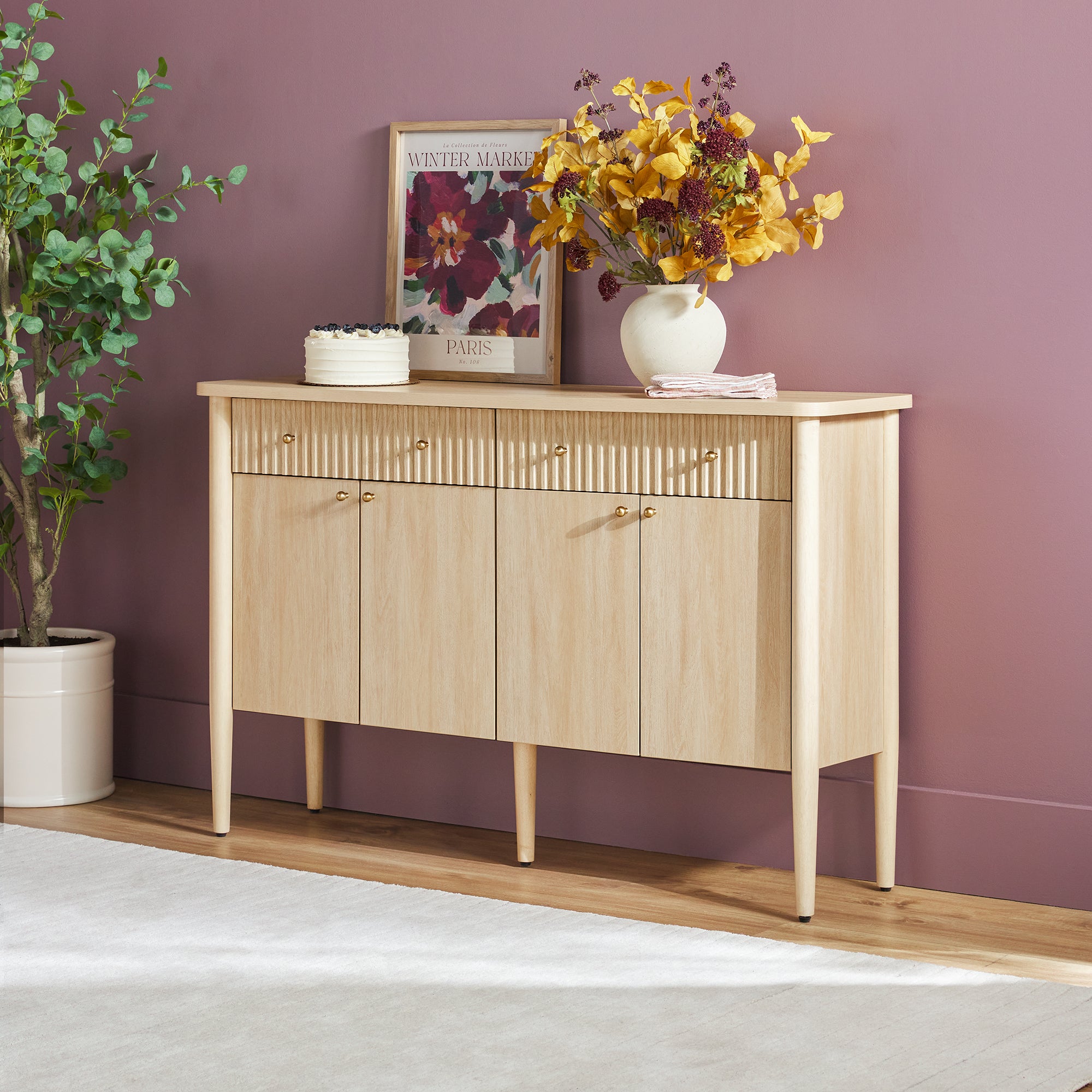 Samantha Modern Fluted 58-Inch Wood Sideboard | Walker Edison
