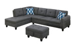 Walker Edison | Classic Modern 98" Left Hand Facing Sofa & Chaise with Ottoman Thumbnail