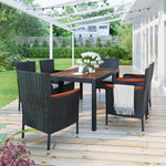 Walker Edison | Wicker Acacia Wood 7-Piece Outdoor Patio Dining Set Thumbnail