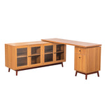 Walker Edison | Modern L-shaped 66" Desk with Storage Thumbnail