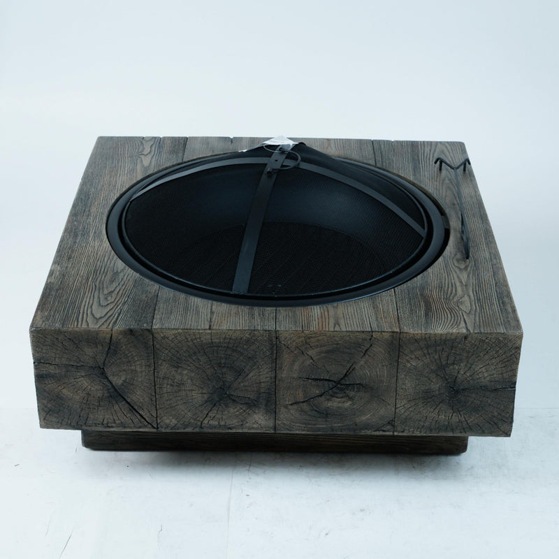 Walker Edison | Fire Pit with Wood Grain Design