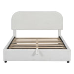 Walker Edison | Teddy Full Size Upholstered Platform Bed with Hydraulic Storage Thumbnail