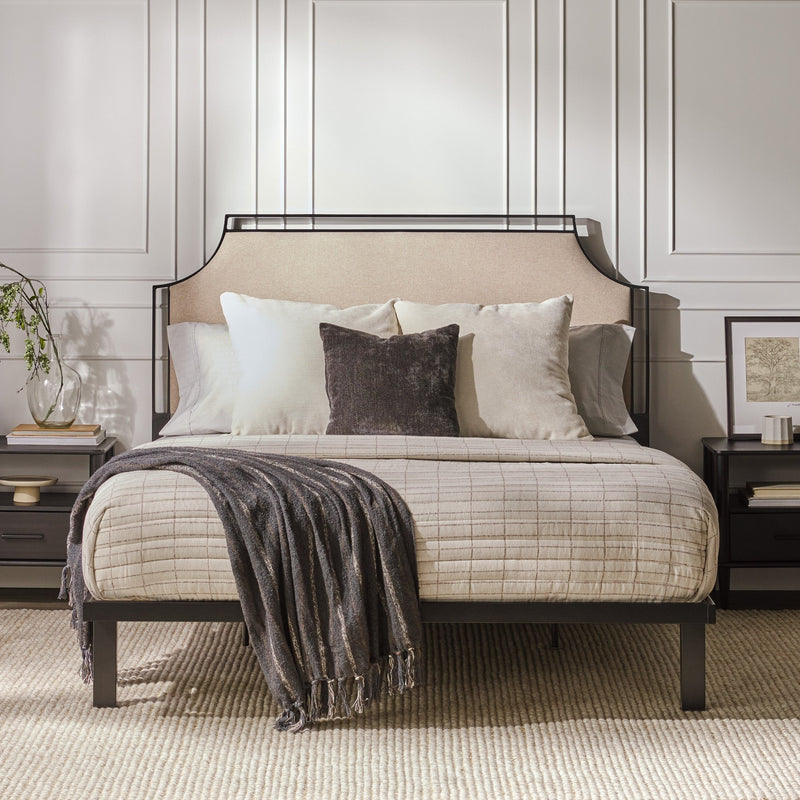 Upholstered Traditional Metal Queen Bed Bedroom Walker Edison 