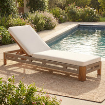 Handwoven Rope Accents Acacia Wood Outdoor Chaise Lounge