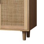 Walker Edison | Modern 4-Door Rattan Storage Sideboard TV Stand Thumbnail